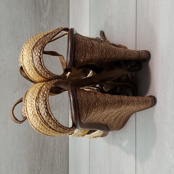 Bottega Veneta Womens Lace Up Wedge Sandals shoes sz 39.5/9.5 - Picture 6 of 14